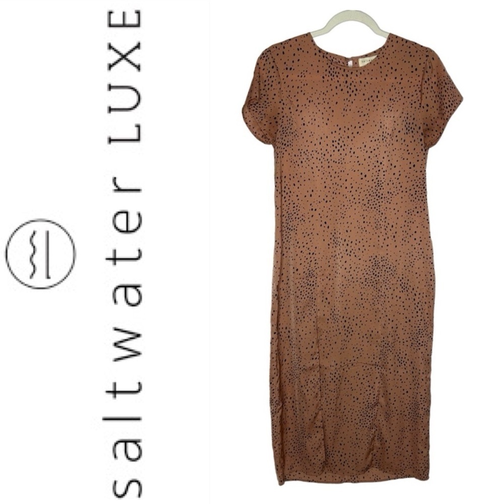 Saltwater Luxe Leopard Print Satin Midi Shift Dress - Picture 2 of 12